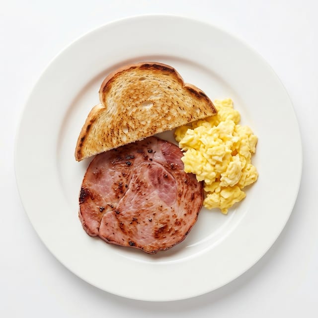 Egg, Meat & Toast Breakfast.